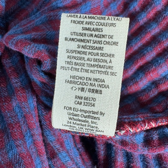 Free People Magical Plaid Red/Blue Embroidered Plaid Shirt Sz M - Picture 7 of 7